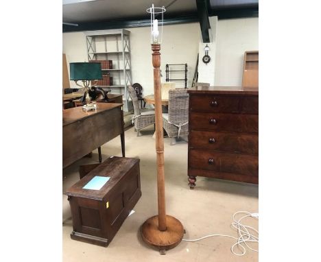 Turned light oak standard lamp