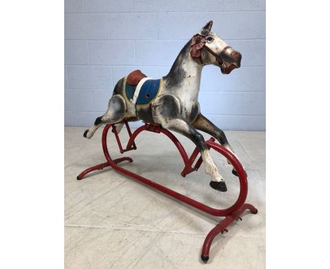 Meccano style vintage metal rocking horse (A/F)
