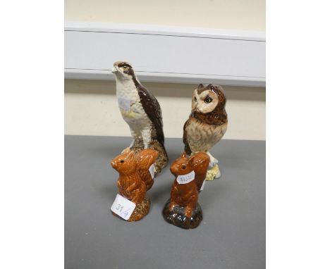 Two Royal Doulton ceramic whisky decanters, Modelled as an Osprey and Short - Eared Owl, with contents of Whyte &amp; MacKay 