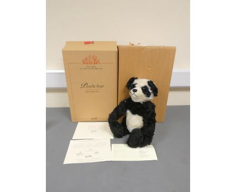 Steiff. Panda Bear, 2003, white tag 661013, produced exclusively for UK and Ireland in black and white mohair with growler. C