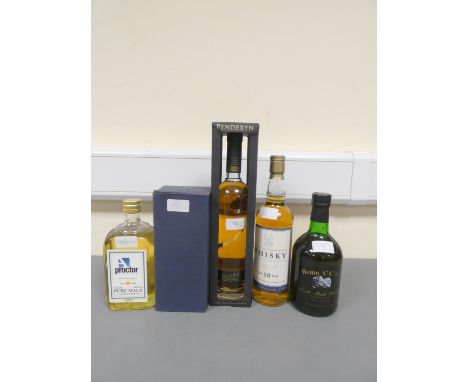 Four bottles of Single Malt Scotch Whisky, Penderyn Limited Edition Welsh Whisky, Limited Bottling from casks 55-165, 70cl, 4