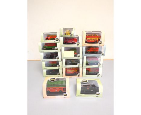 Oxford Diecast Ltd. Sixteen 1:76 scale model vehicles to include Oxford Commercials AFS Fire Engine 76GG001, Oxford Omnibus A