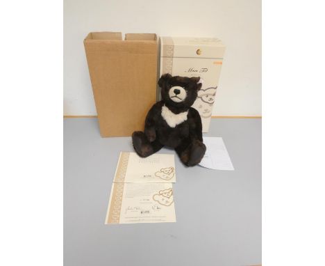 Steiff. Moon Ted Teddy Bear, 2006, white tag 662423, produced exclusively for UK and Ireland, black and white mohair with til