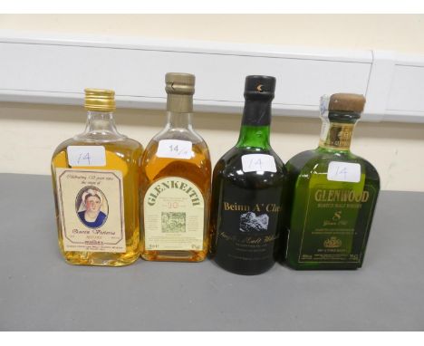 Four bottles of Single Highland Malt Scotch Whisky, Glen Keith 10 years old, 70cl, 43% vol, The Whisky Connoisseur 10 years o