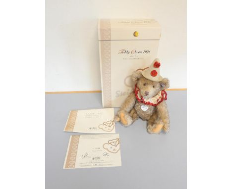Steiff. 1926 Clown Teddy Bear, 2005, white tag 404214, grey tipped mohair. Complete with certificate and box, 12.6"/32cm. Lim