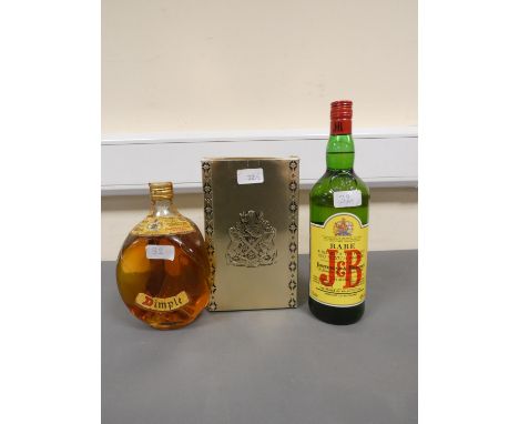 Old bottle of Dimple old blended Scotch Whisky, Distilled by John Haig &amp; Co Ltd, No ABV, boxed, with J&amp;B (Justerini &