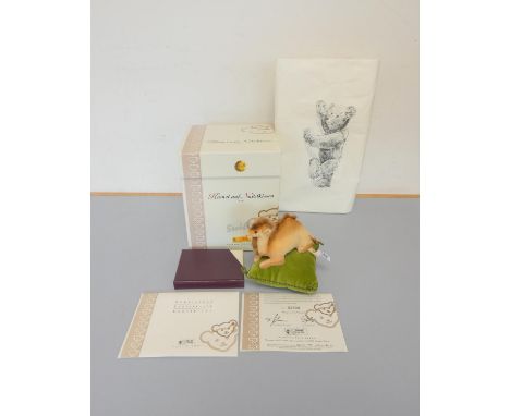 Steiff. 1904 Camel Pin Cushion, 2005 Club Edition, white tag 420474. Complete with history book, certificate and box, 3.1"/8c