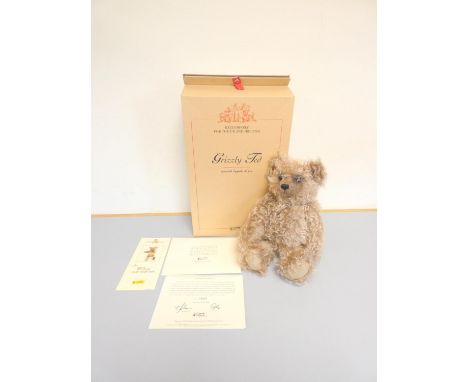 Steiff. Grizzly Ted teddy bear, 2004, white tag 661402, produced exclusively for UK and Ireland, caramel mohair with frosted 