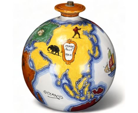 URBANO ZACCAGNINI, Italy, a mid-century ceramic globe lamp base, makers marks to base, height 21cmGood condition, no wiring o