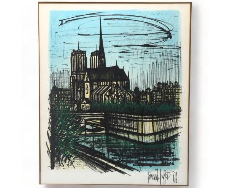 BERNARD BUFFET, Notre Dame Cathedral, colour lithograph, 1968, image 51cm x 41cm, framedVery slight paper discolouration, mou