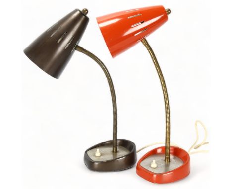 2 1950/60s Pifco model 971 desk lamps, with adjustable gooseneck stem and iron base, height approx 41cmGood condition, wear c