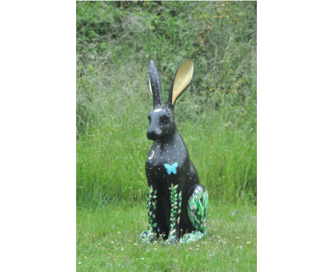 Luna has been created to represent folk law surrounding hares and The Moon. Luna is painted all over with a celestial theme. 