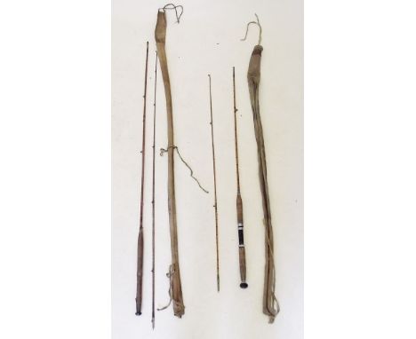 Two split cane fishing rods - Alcocks 'The Light Caster'  and one by E Kerry 