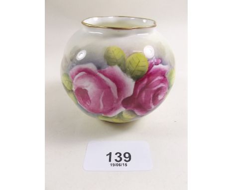 A Royal Worcester posy vase painted roses, signed Gerald Banks - 6.5cm