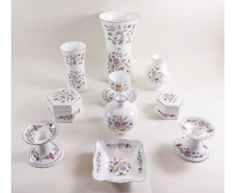 A quantity of Minton 'Haddon Hall' vases, trinket boxes, candlesticks etc 