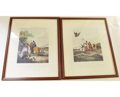 A set of four Victorian  hawk hunting prints by F.C Turner engraved by R.G Reeve 'Hawking' - 'The Rendevous', 'The Departure'