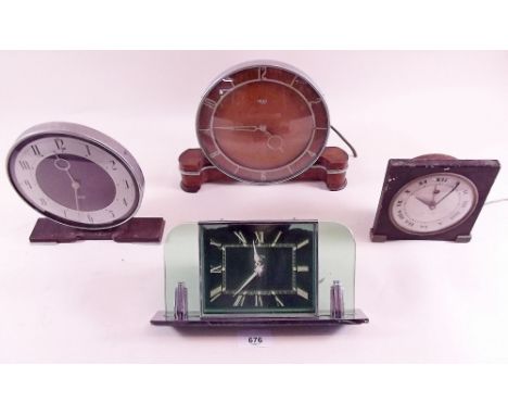 Three vintage electric mantel clocks and a 1930's Art Deco one