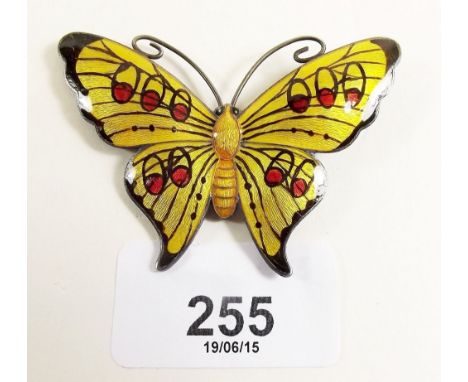 A silver and enamel butterfly brooch - pin a/f