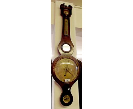 A Victorian mahogany mercury barometer/thermometer by F Sordelli, London 