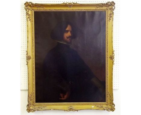 An oil on canvas - portrait of a gentleman after Velasquez in gilt frame, 88 x 68cm