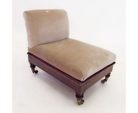 A Victorian mahogany and upholstered adjustable stool 