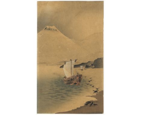 Artist: Koson Ohara (1877-1945)Title: Mt. FujiPublisher: DaikokuyaDate: Early 20th centurySize: 31.7 x 18.8 cmCondition: Trim