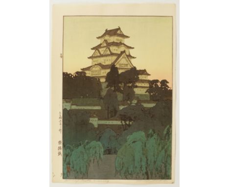 Artist: Hiroshi Yoshida (1876-1950)Title: Himeji Castle -EveningPublisher: SelfDate: 1926Size: 40.4 x 27.7cmCondition: Pencil