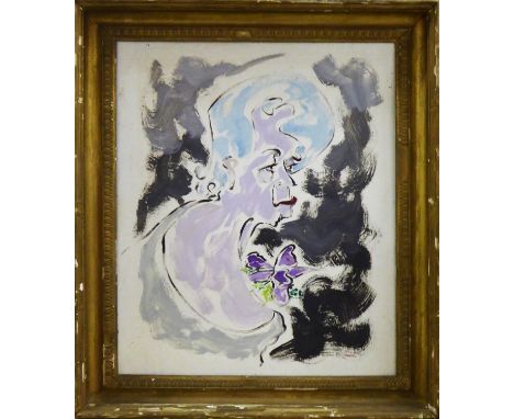 MARJORIE LEWISON (British 1901-1998) 'Portrait of Ms O'Bake', June 1966, tempera on cardboard, signed lower right, titled and