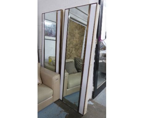 SHOP FITTING DRESSING MIRRORS, a pair, with illuminated side panel, 185cm H x 67cm x 100cm. (with faults) 