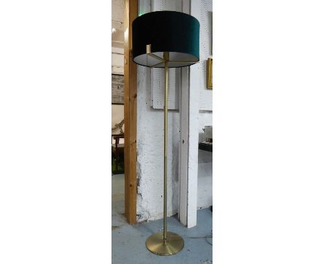 FLOOR LAMP, contemporary design, green velvet shade, 173cm H. 