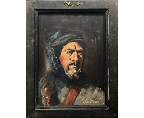 GEORGE C VAIL (1922-2013 Audobon, NJ, USA) 'Portrait of an Arab', oil on canvas, signed in 'Scimitar', mounted, framed. 