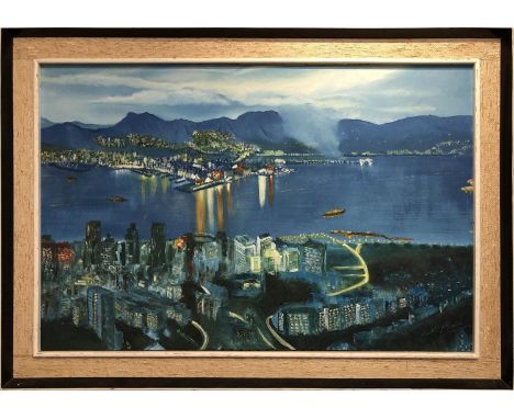 C K PANG 'Hong Kong', oil on canvas, 90cm x 59cm, signed and dated 74, framed. 