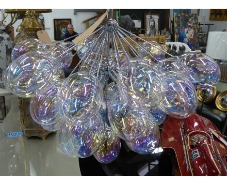 BUBBLE CEILING LIGHT, contemporary design, iridescent glass, 205cm Drop approx. 