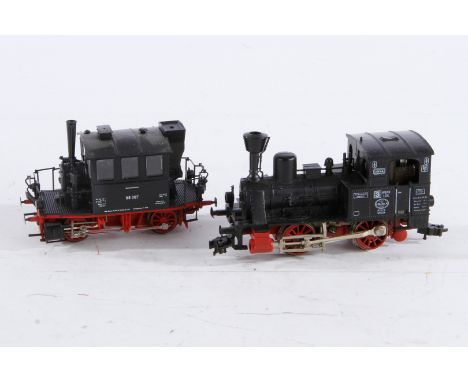 2 Tenderlokomotiven, Spur H0, schwarz, Fleischmann und Roco, Alterungsspuren, Z 3