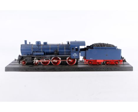 Märklin 2-C Schlepptenderlok ”P 8 Baden 1164”, Spur 1, blau, auf Holzsockel, Alterungsspuren, Z 3
