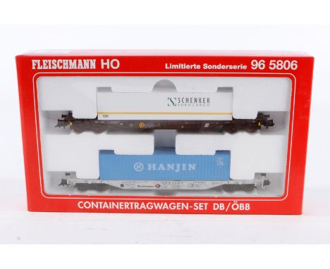 Fleischmann Containertragwagen-Set 965806, Spur H0, 2-teilig, Alterungsspuren, OK, Z 2