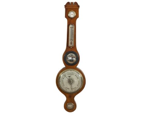 A 19TH CENTURY INLAID MAHOGANY BANJO BAROMETER