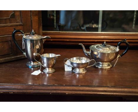 A MODERN IRISH SILVER FOUR PIECE TEA AND COFFEE SERVICE, Dublin 1973, mark of Jewellery & Metal Manufacturing Co Ltd, of plai