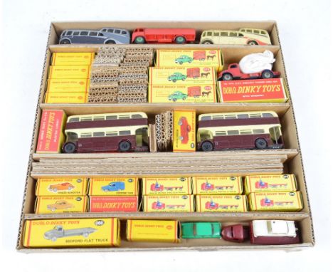 A quantity of Dinky toys, some boxed, some unboxed, including buses, boxed Dublo range including Land Rover with horse traile