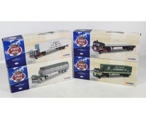 Corgi Kings of the Road, "AEC Ergo Sheeted Platform Trailer, Willmotts Transport Ltd", "Atkinson Borderer Fridge Van, Gibbs o