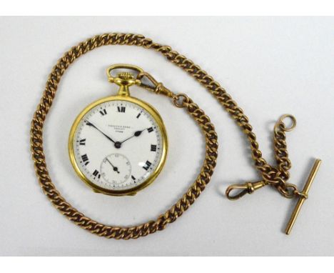 HENRY PIDDUCK & SONS OF HANLEY; an early 20th century 18ct gold cased open face crown wind pocket watch, the circular enamel 