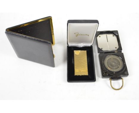 A Dunhill cigarette case, a boxed Givenchy lighter and a military issued compass (3).