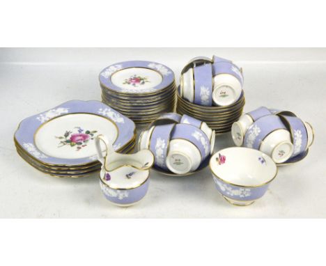 A Spode Copeland part tea service in "Maritime Rose" pattern R4118, comprising four sandwich plates, twelve tea plates, twelv