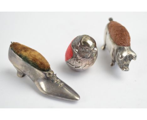 An Edward VII 925 standard silver novelty pin cushion in the form of a small chick with import marks for Alfred Marston, 1908