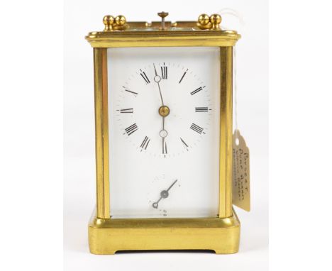 A rare late 19th century French brass cased repeating carriage clock with pump wind repeat c.1860 by Boseet with swing loop h