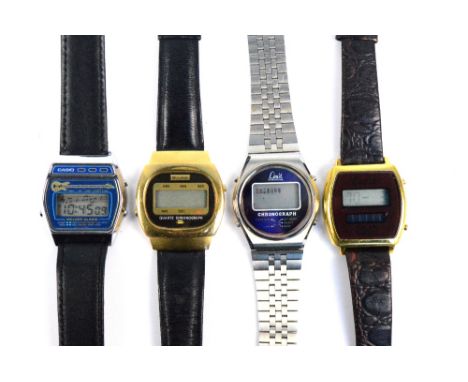 Four vintage digital wristwatches comprising CASIO, BULOVA and two LIMIT examples (4).