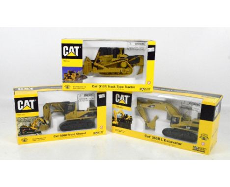 A Cat diecast scale model "Cat D11R Truck - Type Tractor", "Cat 5080 Front Shovel" and a "Cat 365B L Excavator", boxed (3).