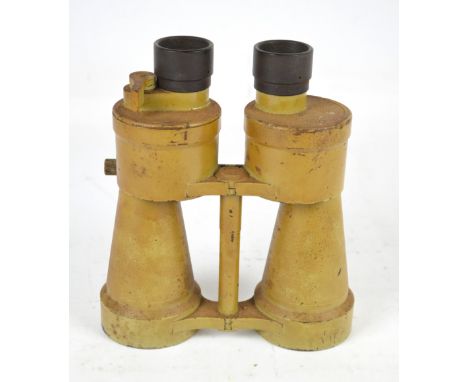 A WWII German military issue binoculars, 7x50, stamped UDF, no.242815 and "blc", with light/dark switch and bar with U-boat a