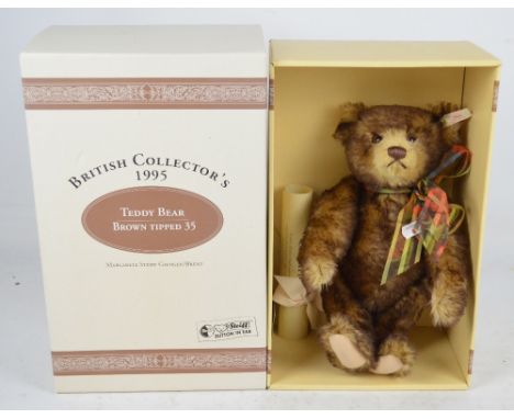 A boxed limited edition Steiff teddy bear, no.654404, with red and white label to ear, with growler, with brown tipped mohair