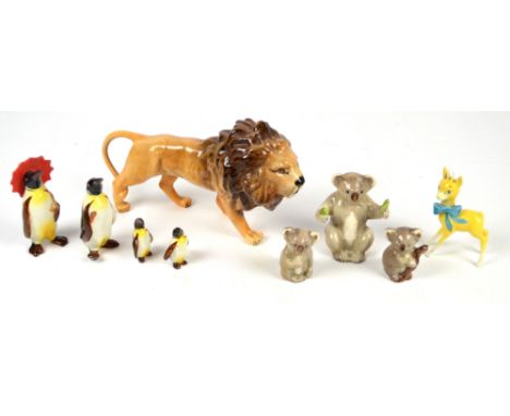 Nine Beswick figures; "Lauren", model no.1506, "Koala Bear-with fruit", model no.1089, "Koala Bear-on branch", model no.1039,